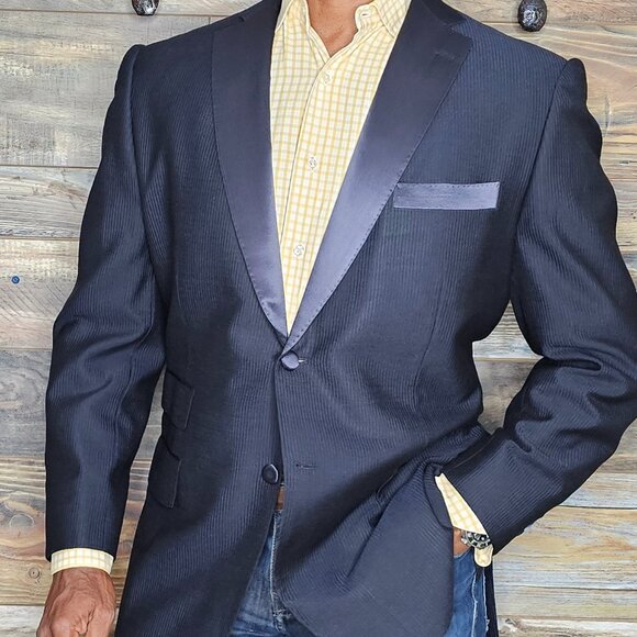 Custom Astor & Black Tuxedo Working Cuffs Dual Vent Blazer Jacket 40R - Picture 1 of 10